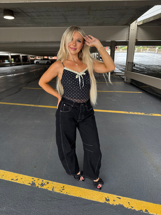 Celene Polka Tank in Black