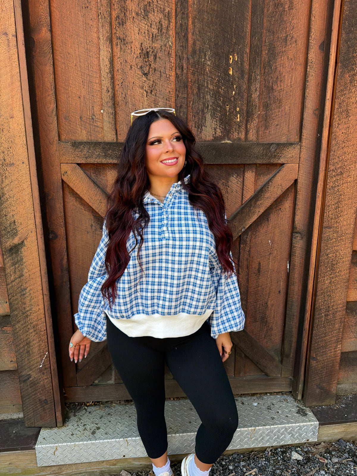 Dairy Plaid Navy Pullover