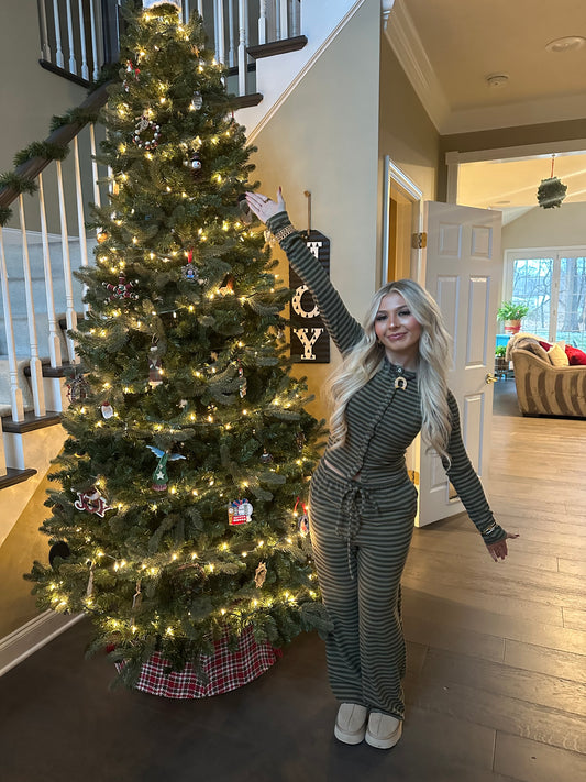 Melrose Stripe Set OLIVE (CARDI ONLY)