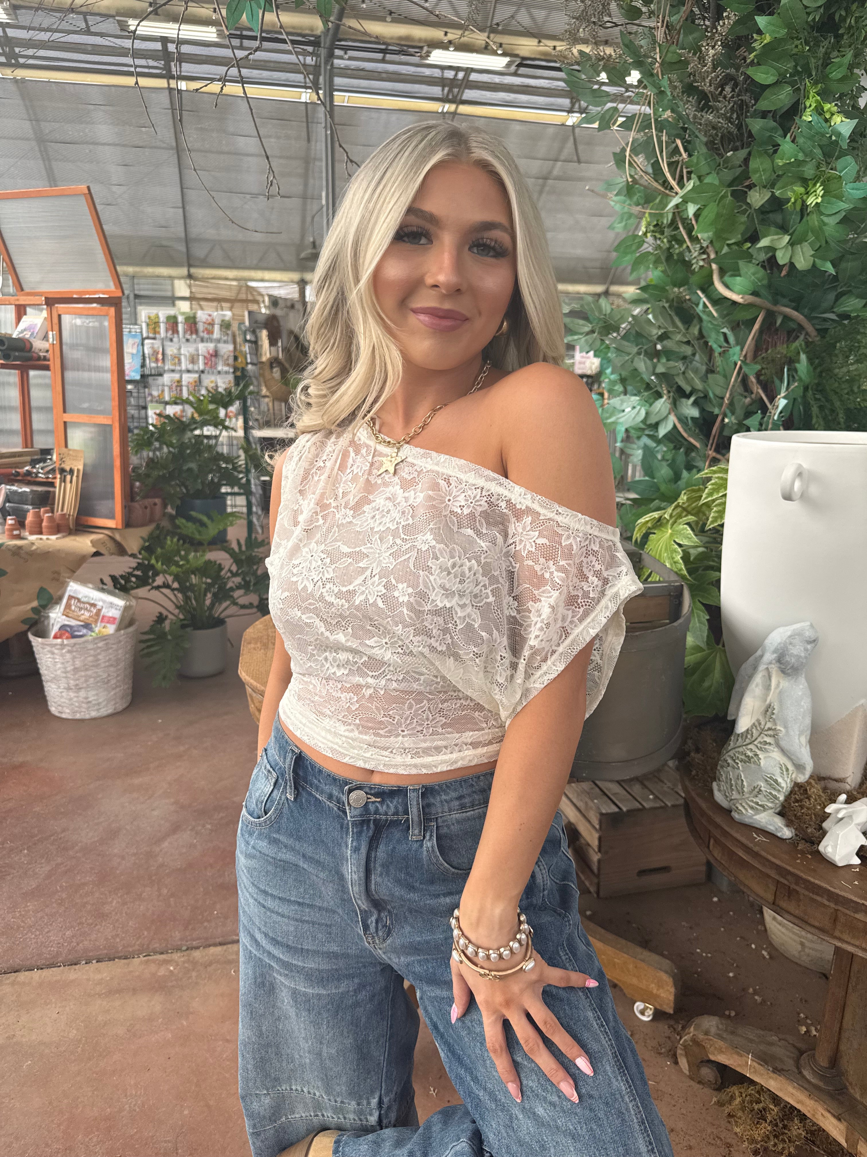 Colman Lace Top in Cream
