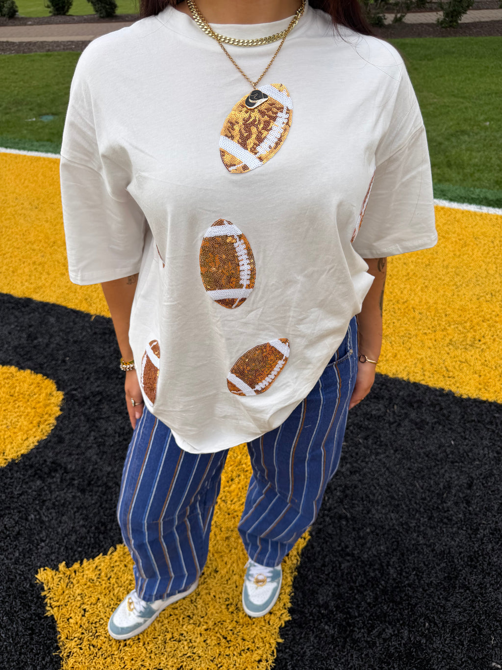 Game Day Dazzle Tee in White FINAL SALE