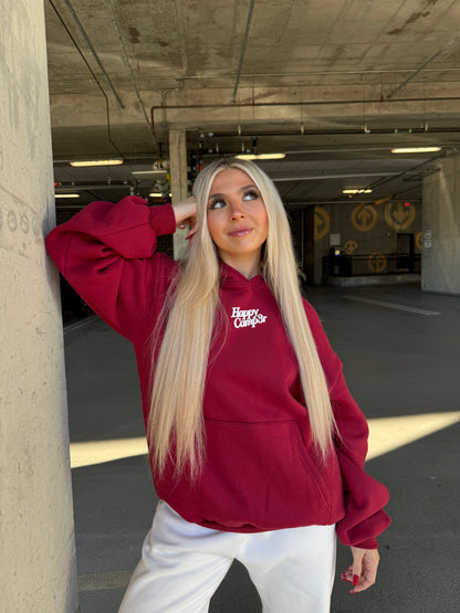 Happy Camp3r Puff Series Hoodie in Deep Cherry