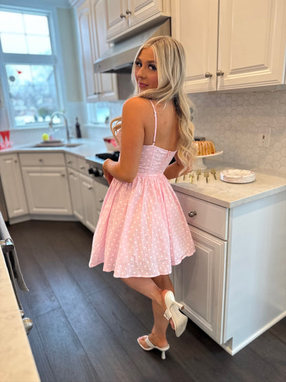 Affectionate Pink Polka Mini Dress