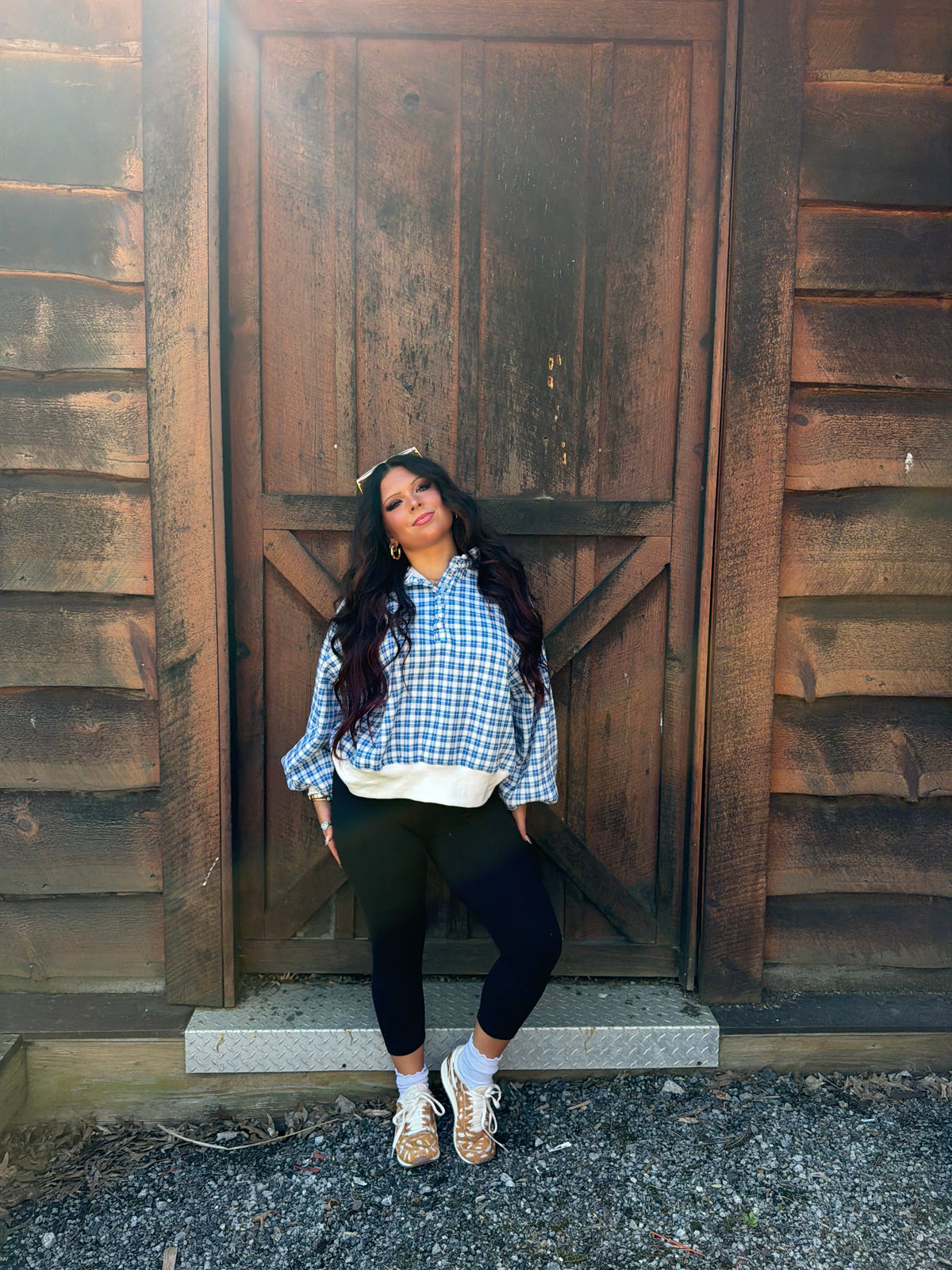 Dairy Plaid Navy Pullover