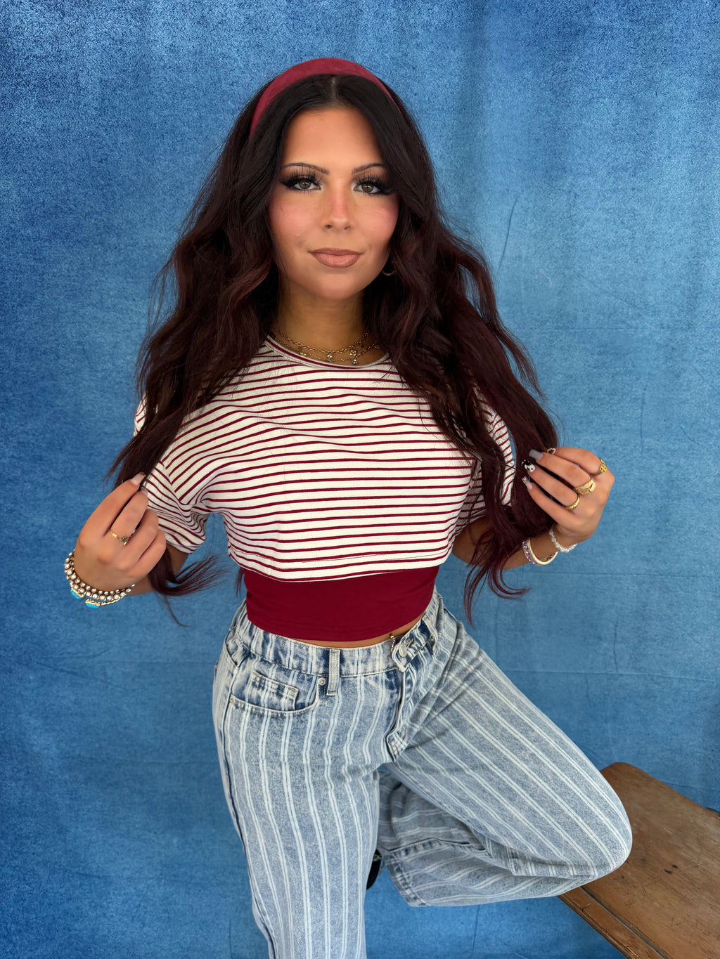Double Up Tee in Crimson