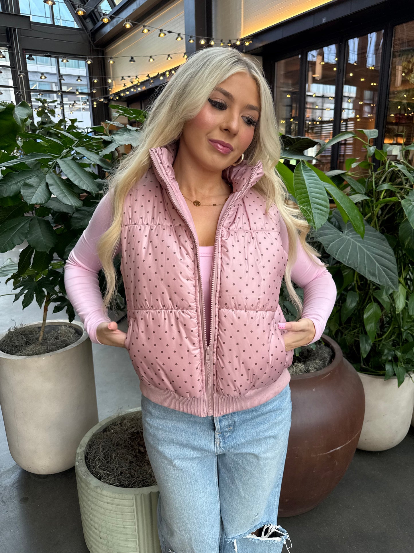 Paige Polka Dot Pink Vest