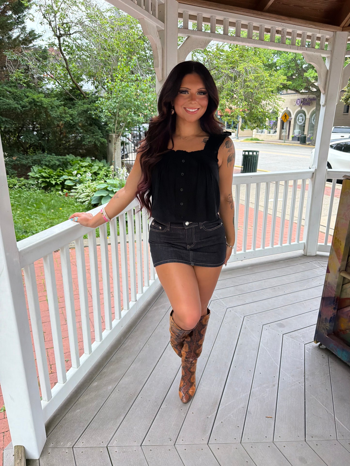 Malaysia Ruffle Tank in Black