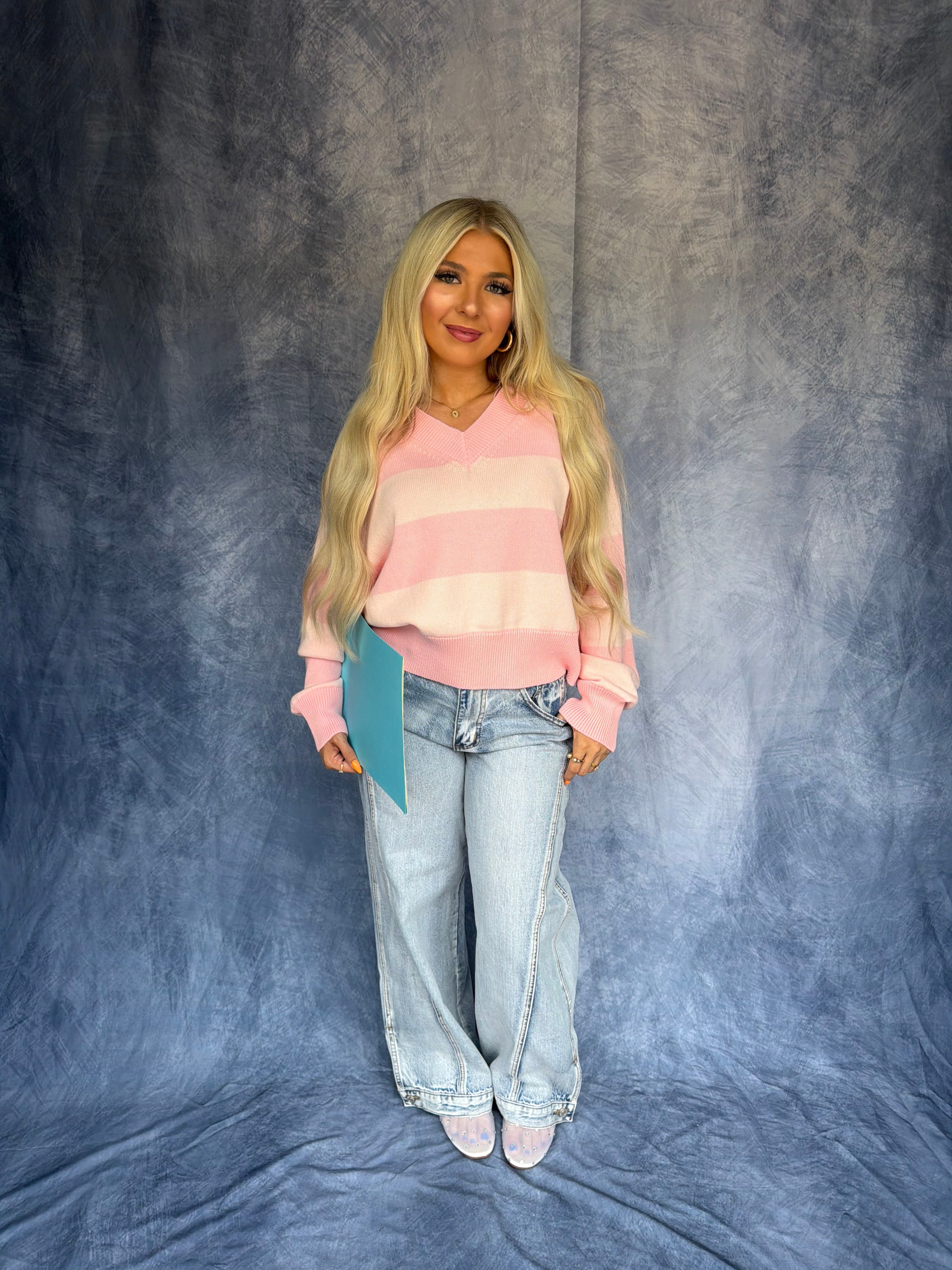 Lady Love Pink Stripe Sweater