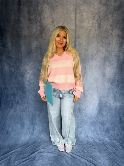 Lady Love Pink Stripe Sweater