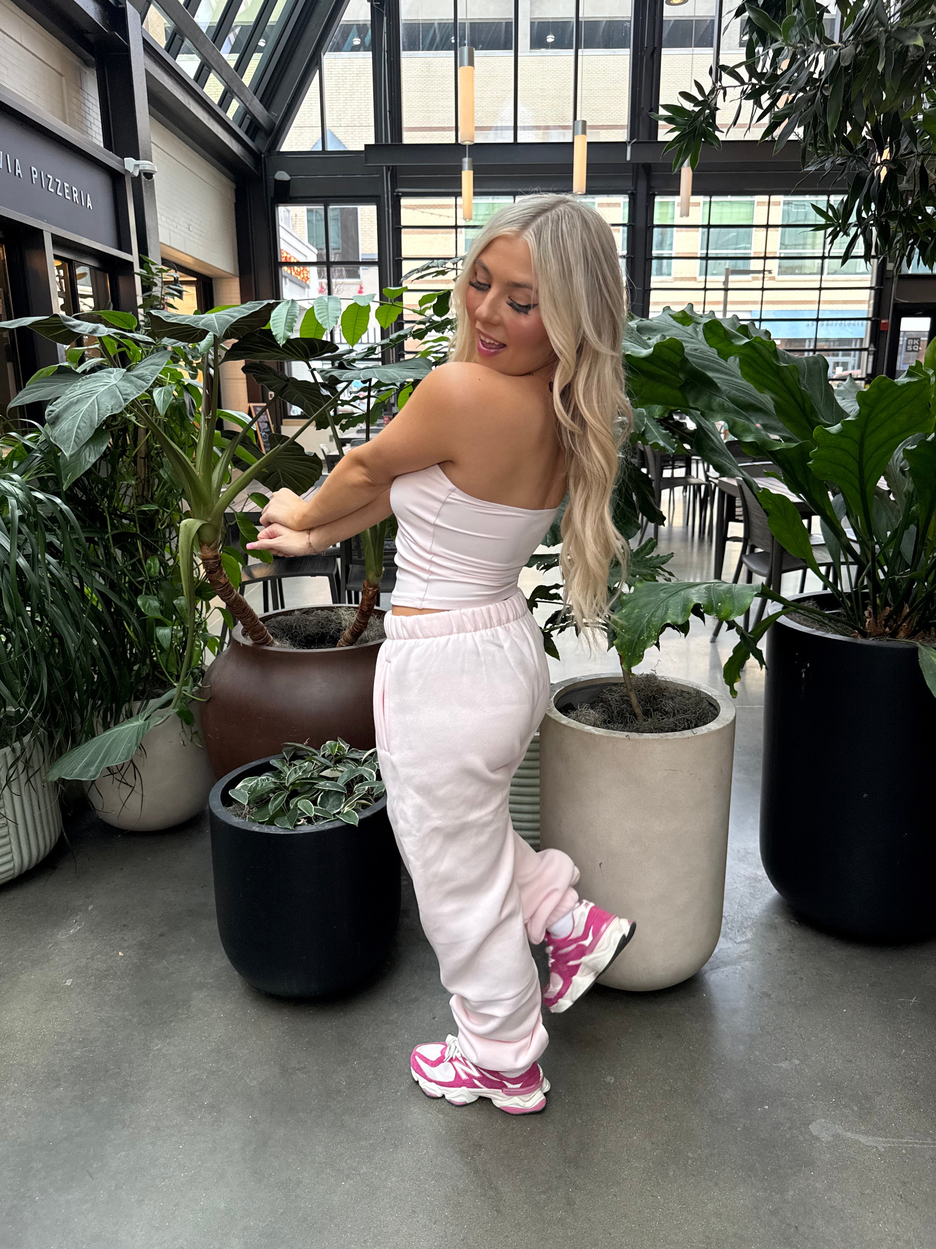 So Fetch Sweatpants in Pale Pink
