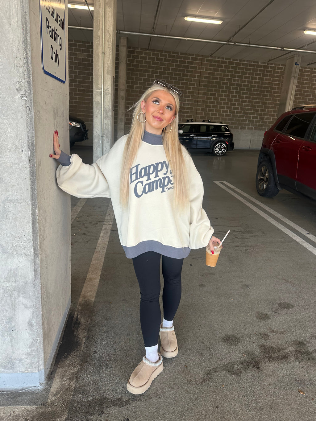 Happy Camp3r Cream/Navy Mockneck