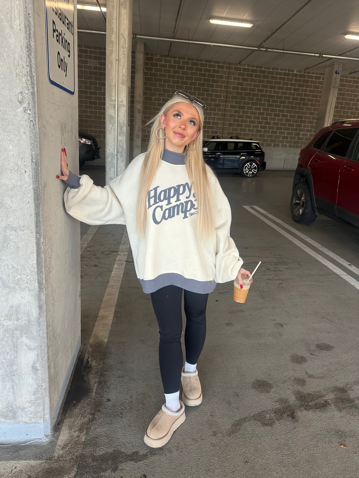 Happy Camp3r Cream/Navy Mockneck
