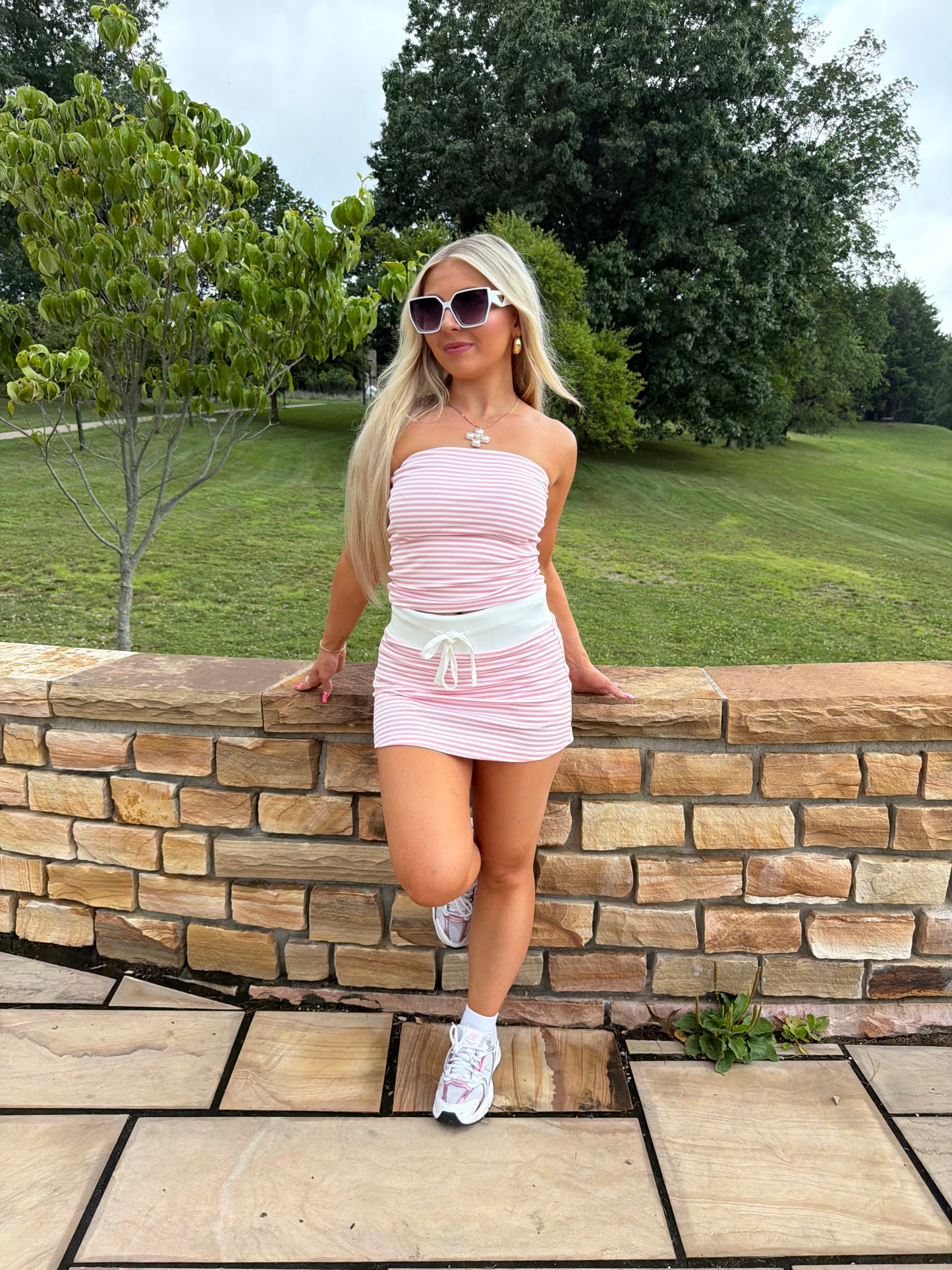 Baby Cakes Striped Set PINK (Skirt)
