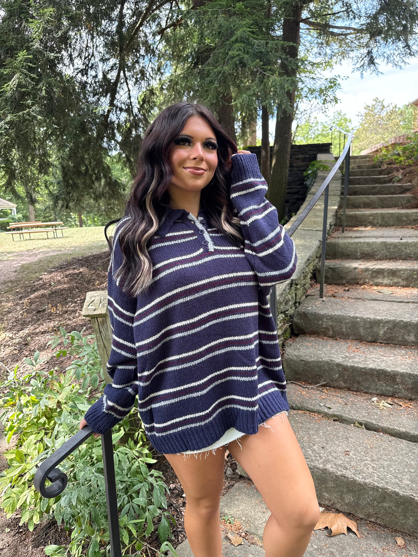 Copper Collar Sweater in Midnight