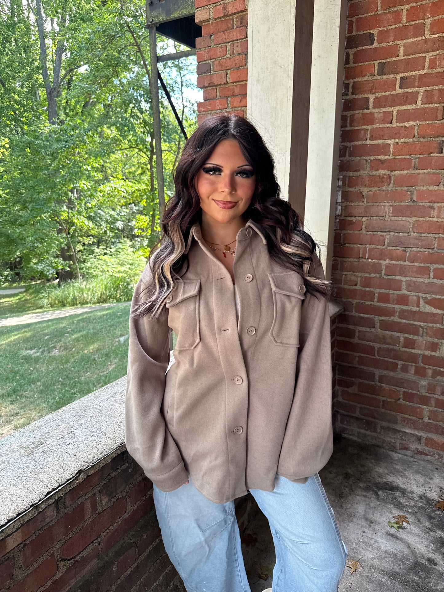 Shopping Addict Shacket in Taupe