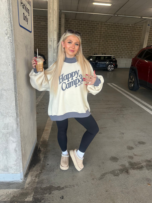 Happy Camp3r Cream/Navy Mockneck