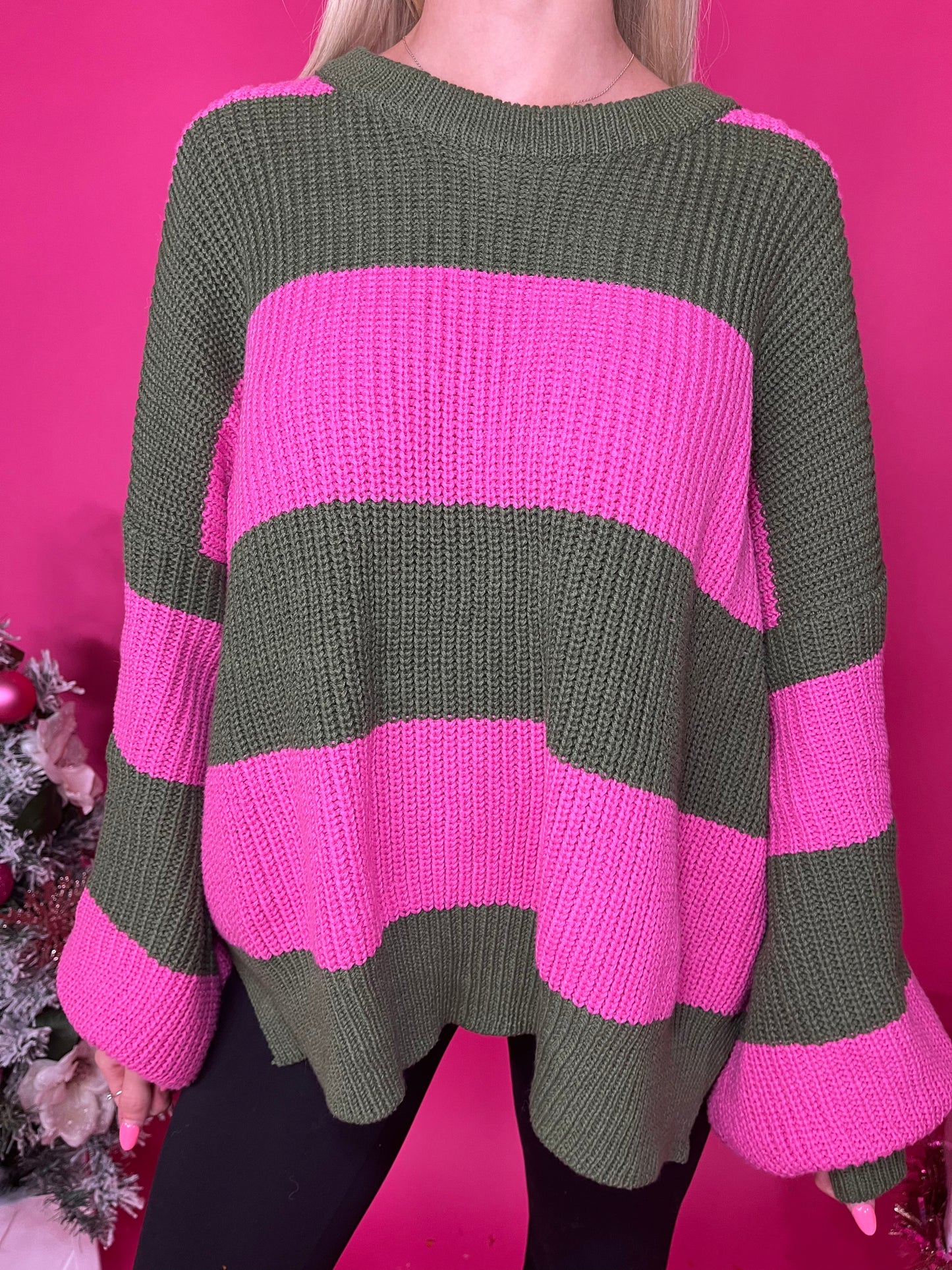 Love Language Striped Sweater in Pink