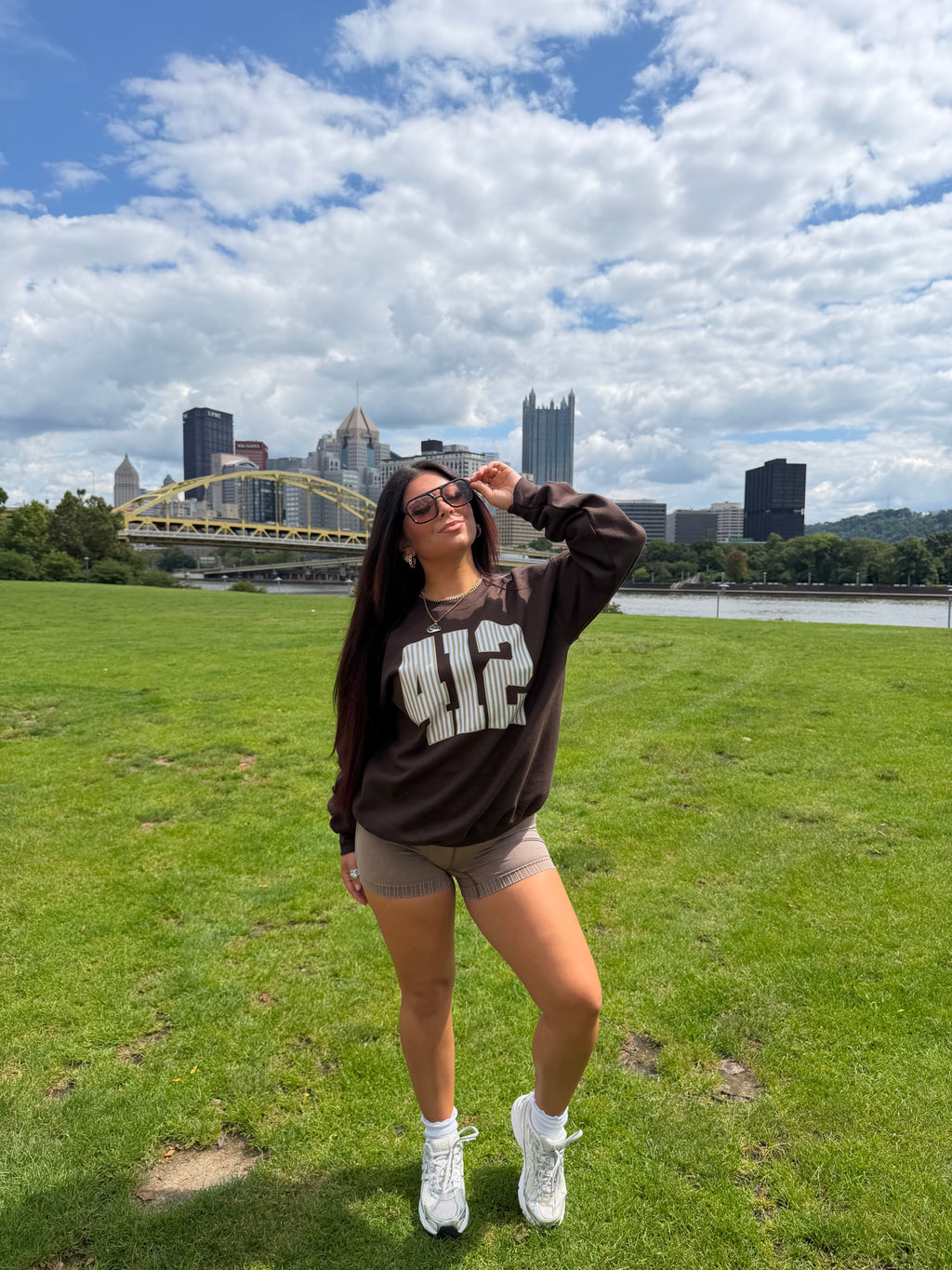 412 Brown Stripe Crewneck