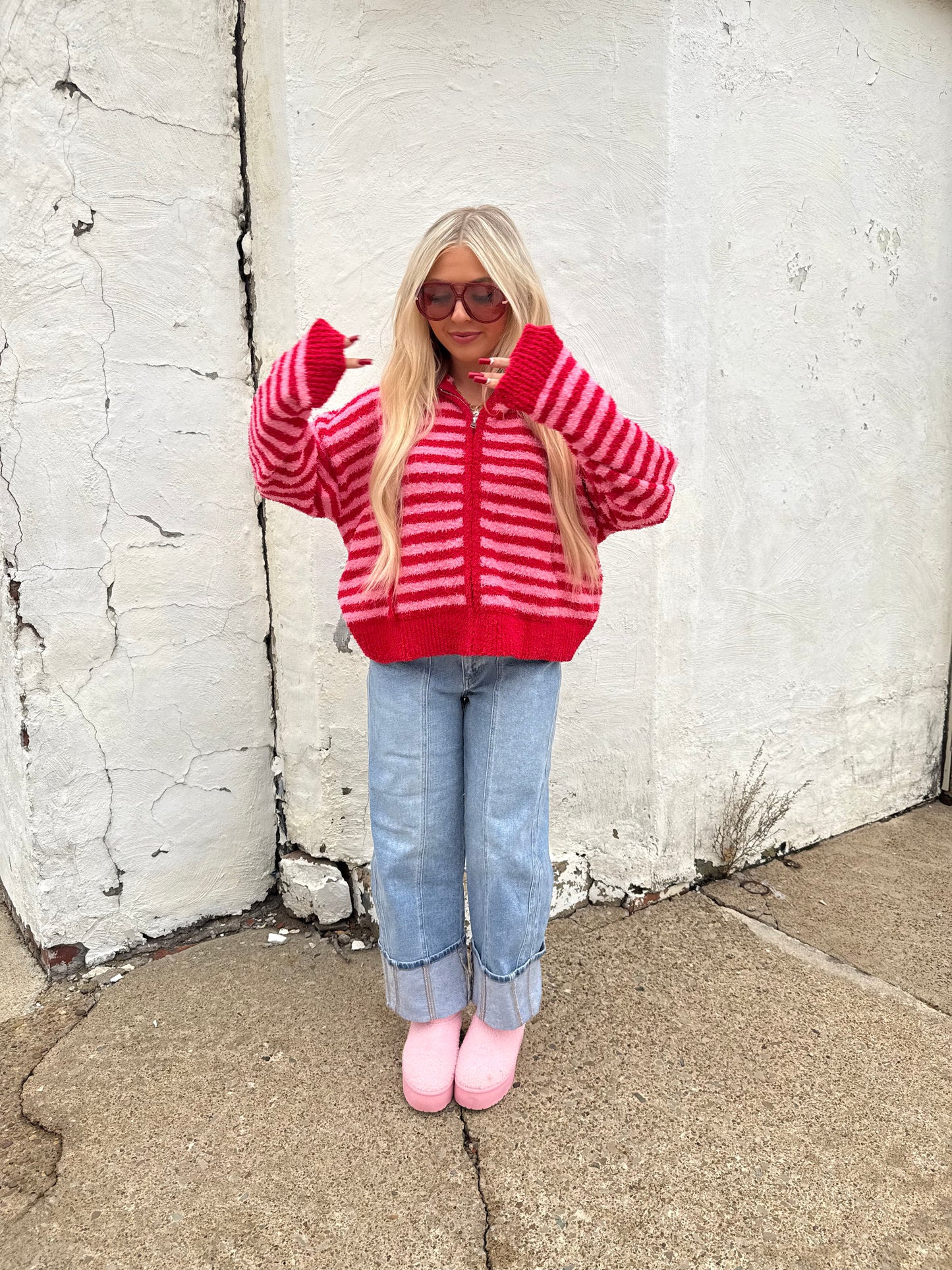 The COZIEST Zip-Up in Red