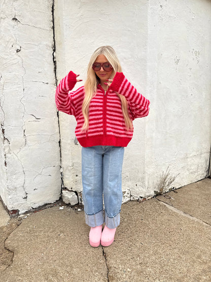 The COZIEST Zip-Up in Red