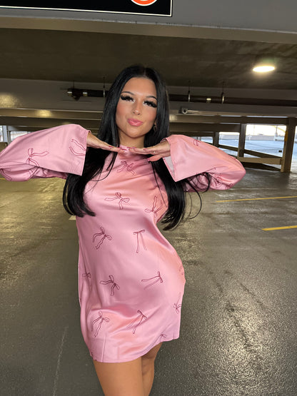 Rosè Silky Bow Dress