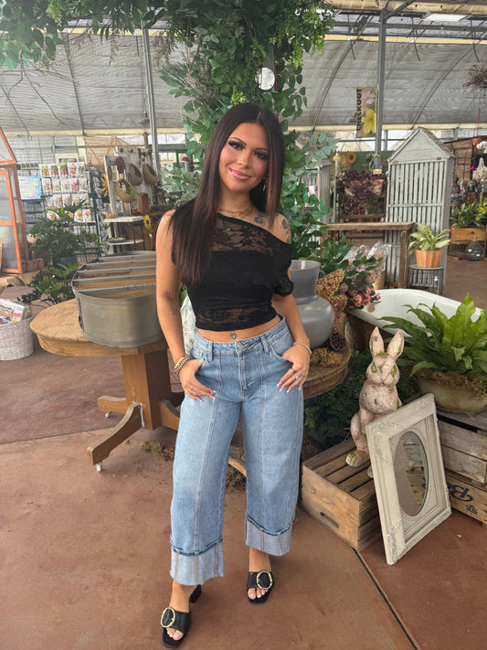 Colman Lace Top in Black