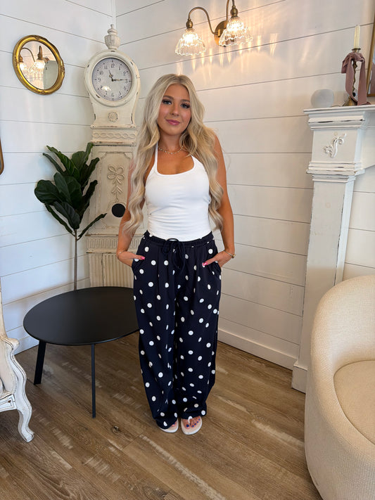Paris Print Barrel Sweats in Navy