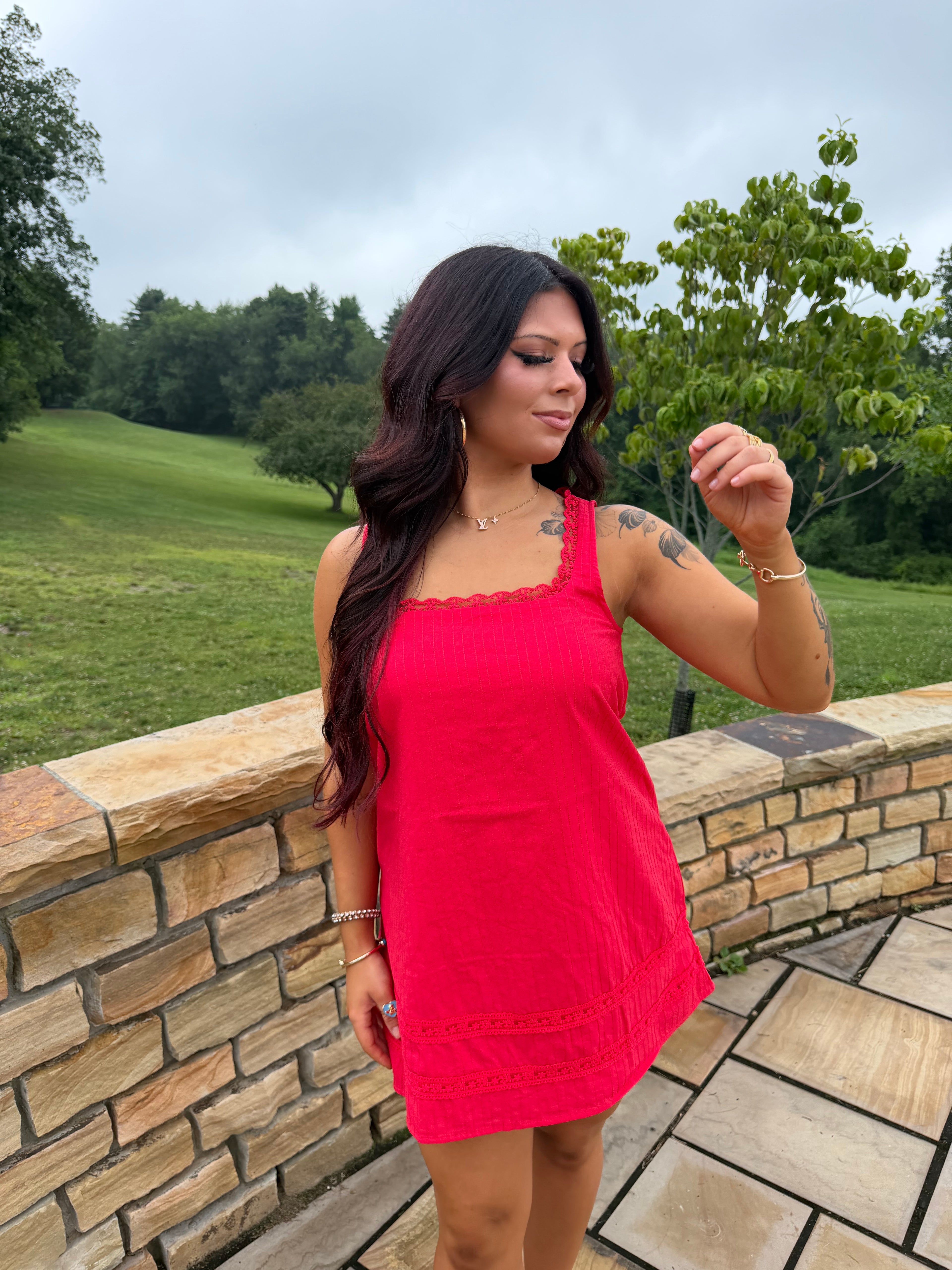 Girly Pop Mini Dress in Red