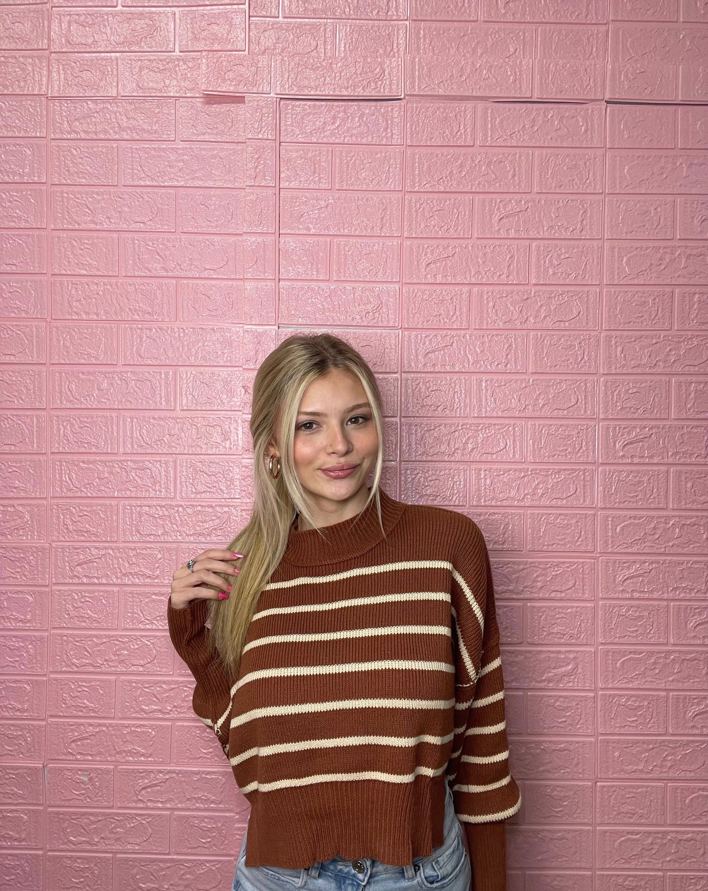 Bella Brown Striped Sweater