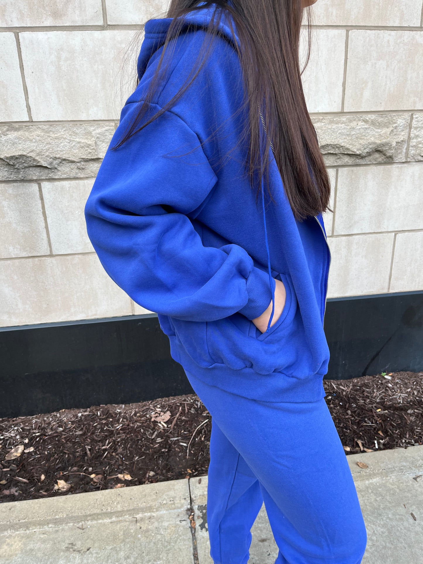 So Fetch Oversized Zip-Up in Royal Blue