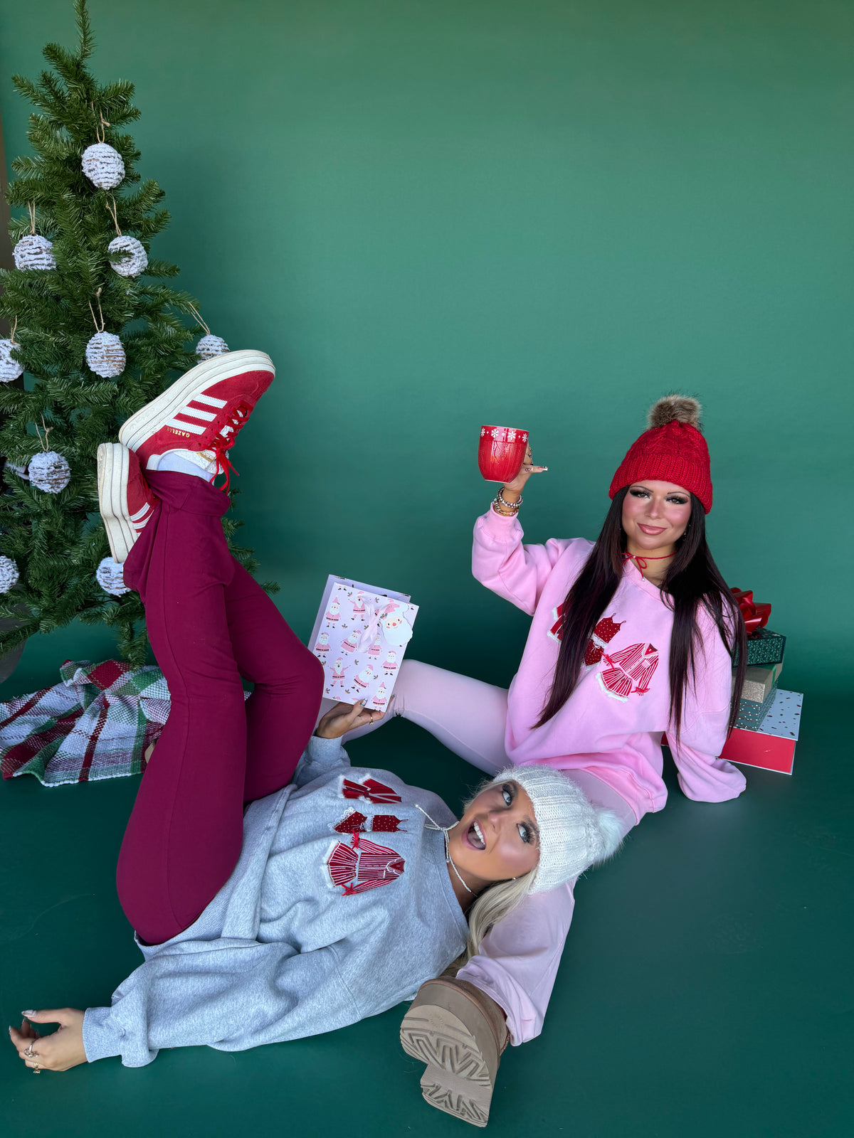 Christmas Outfits Crewneck in Pink FINAL SALE