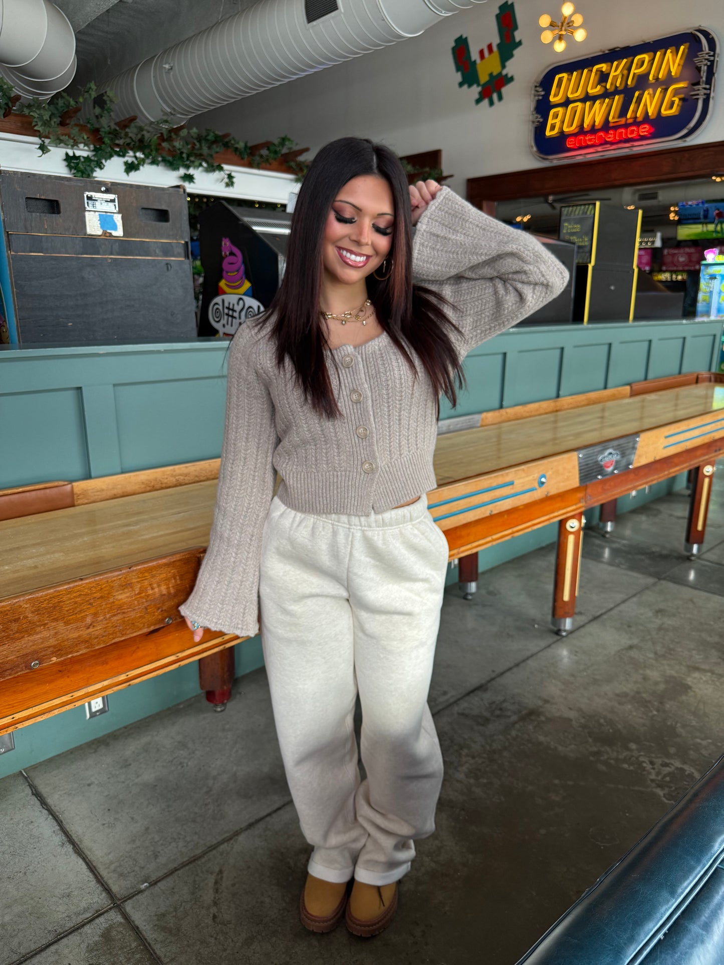 Marled Taupe Cardi Girl