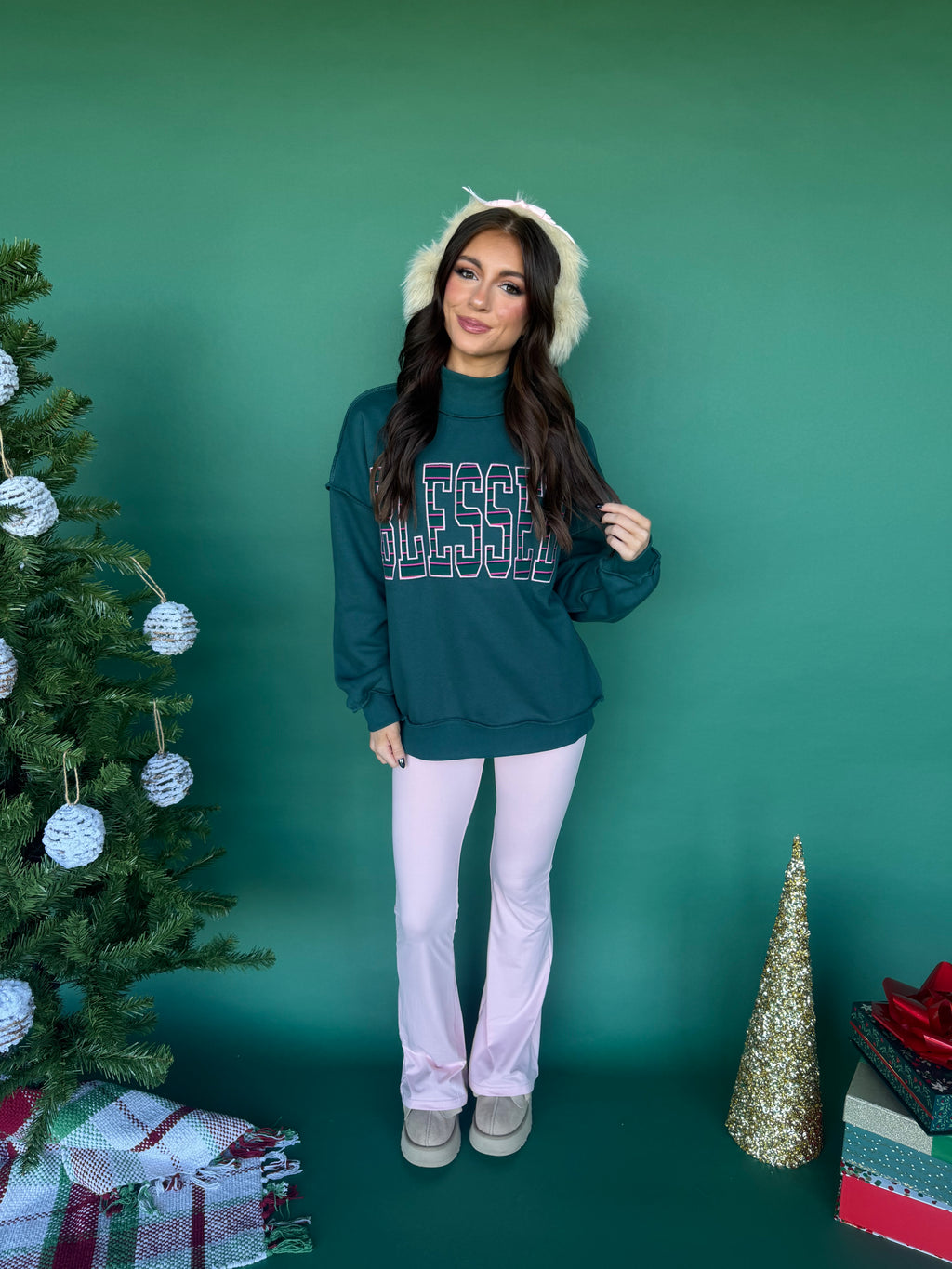 Blessed Girl Mockneck in Green