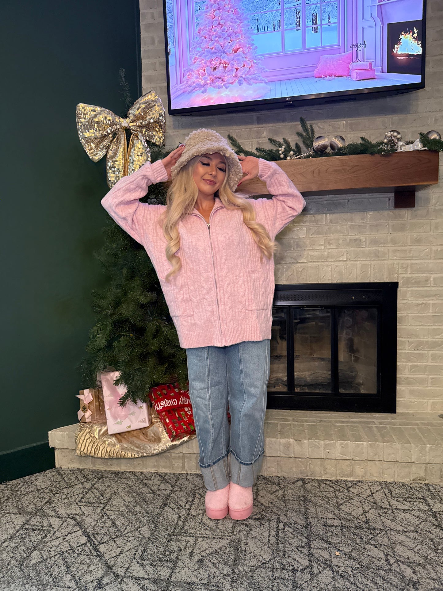 Sugar Girl Sweater Zip in PINK