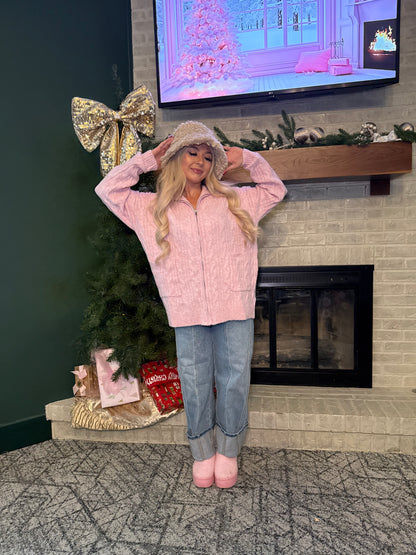 Sugar Girl Sweater Zip in PINK