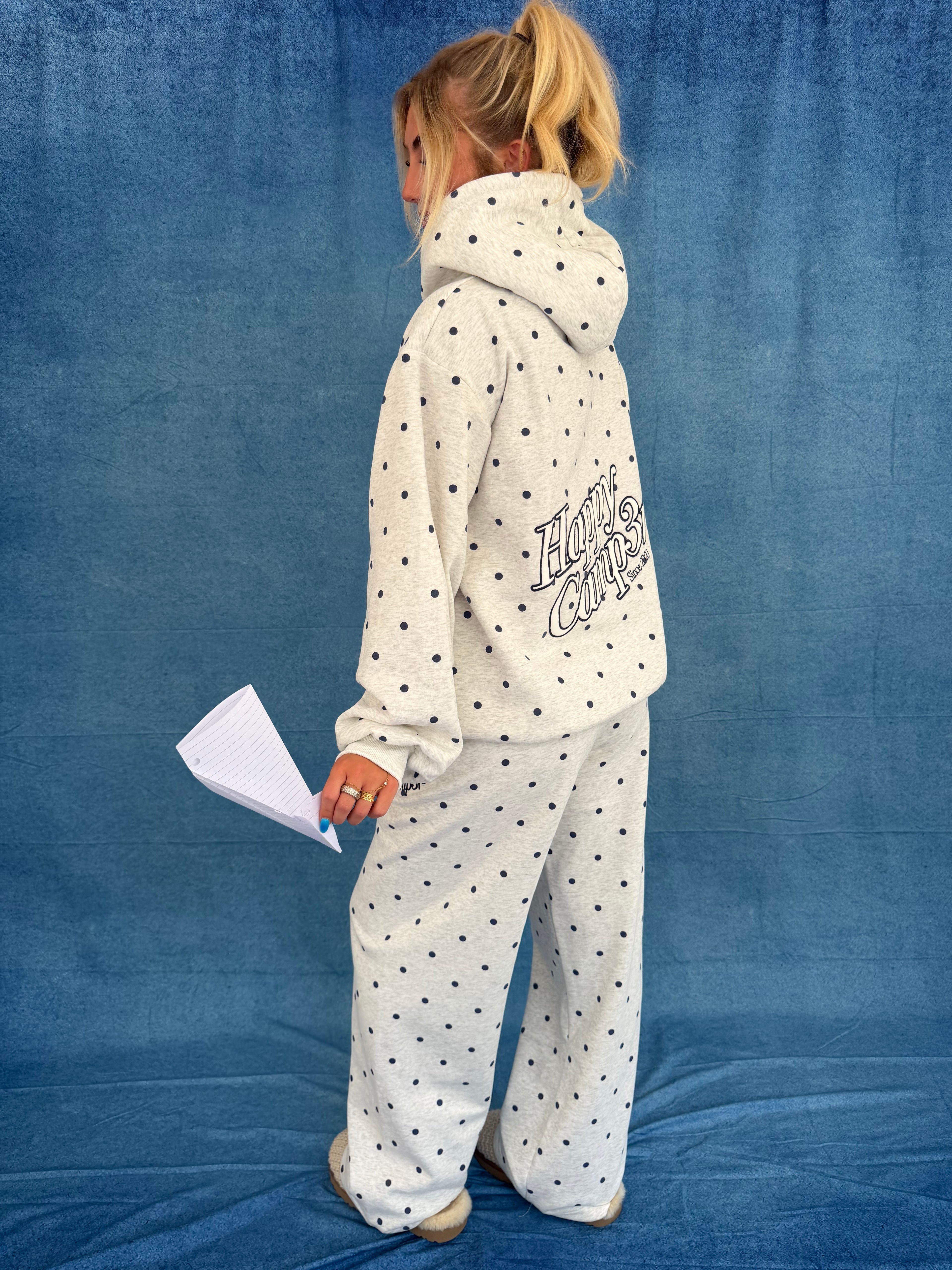 Heather Gray Polka Dot Appliqué Sweatpants