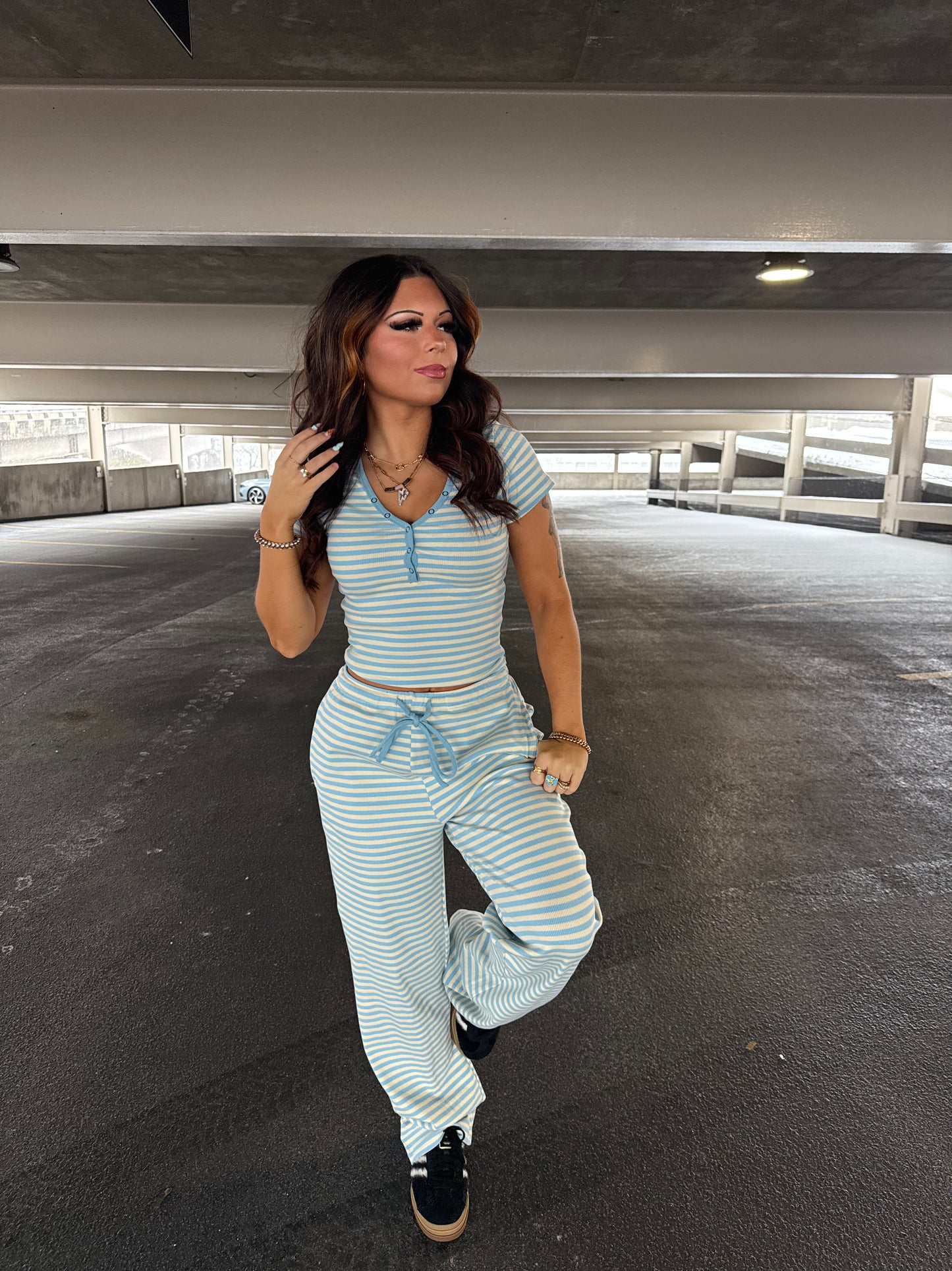 Cuffing Season Stripe Set CLOUD (TOP)