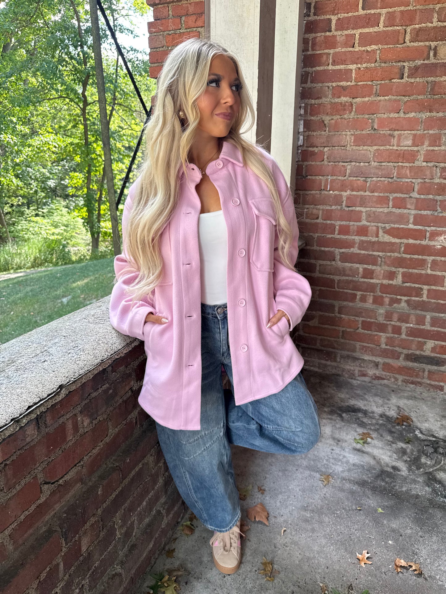Shopping Addict Shacket in Blush