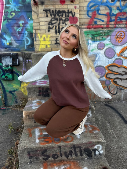 Brandy Waffle L/S in Brown