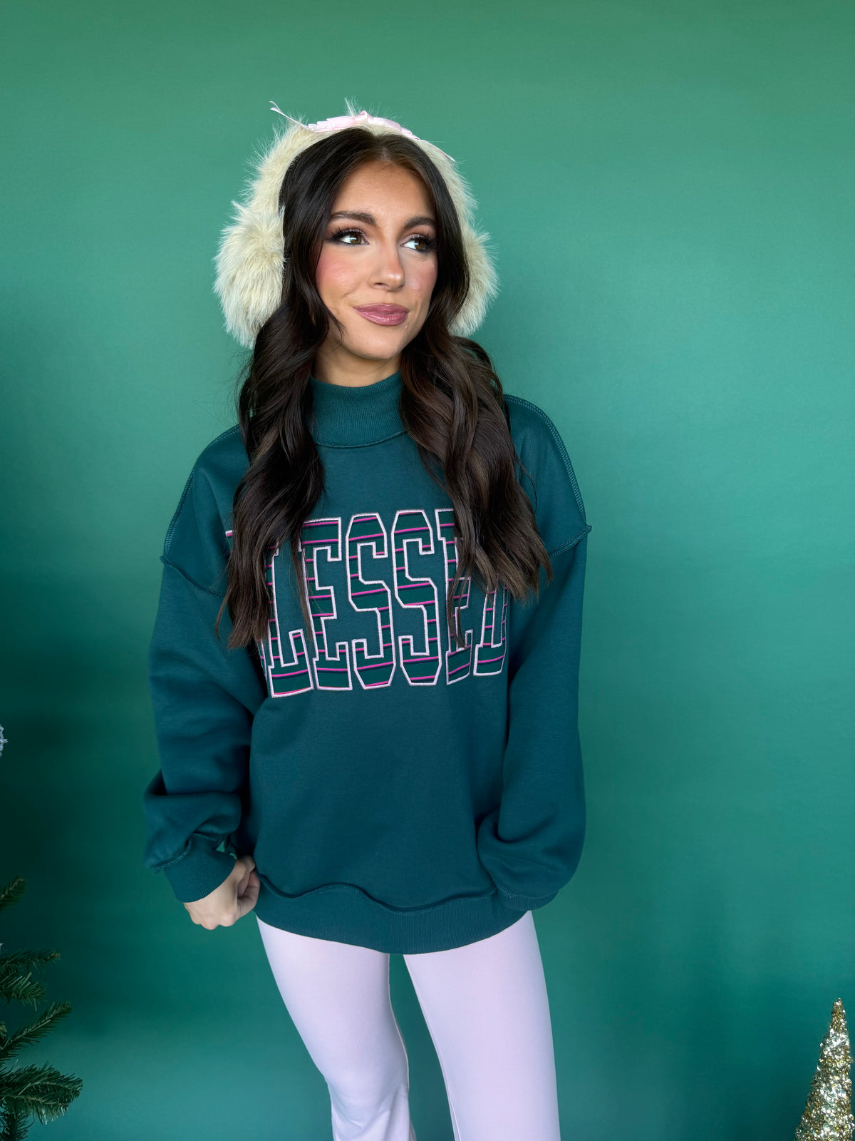 Blessed Girl Mockneck in Green
