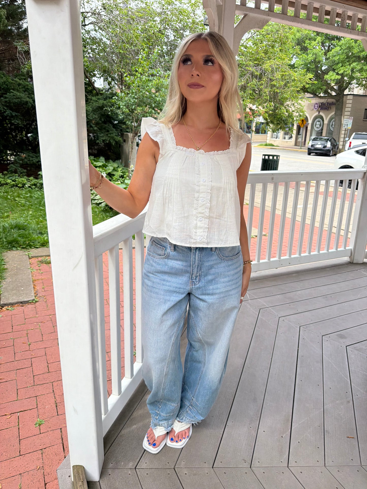 Malaysia Ruffle Tank in White