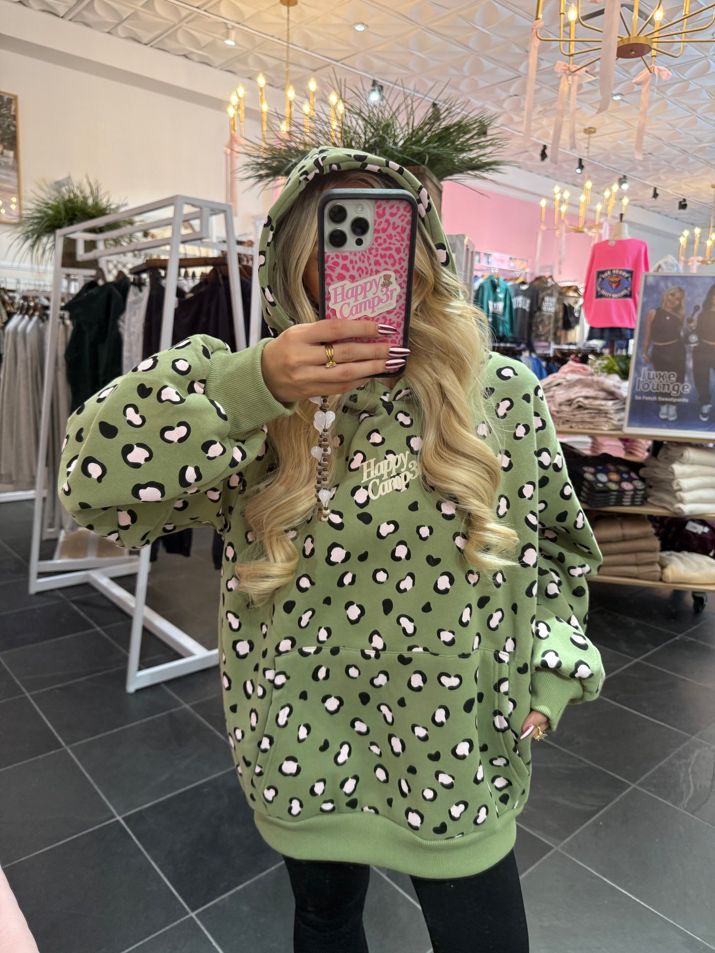 Happy Camp3r Leopard Olive Hoodie