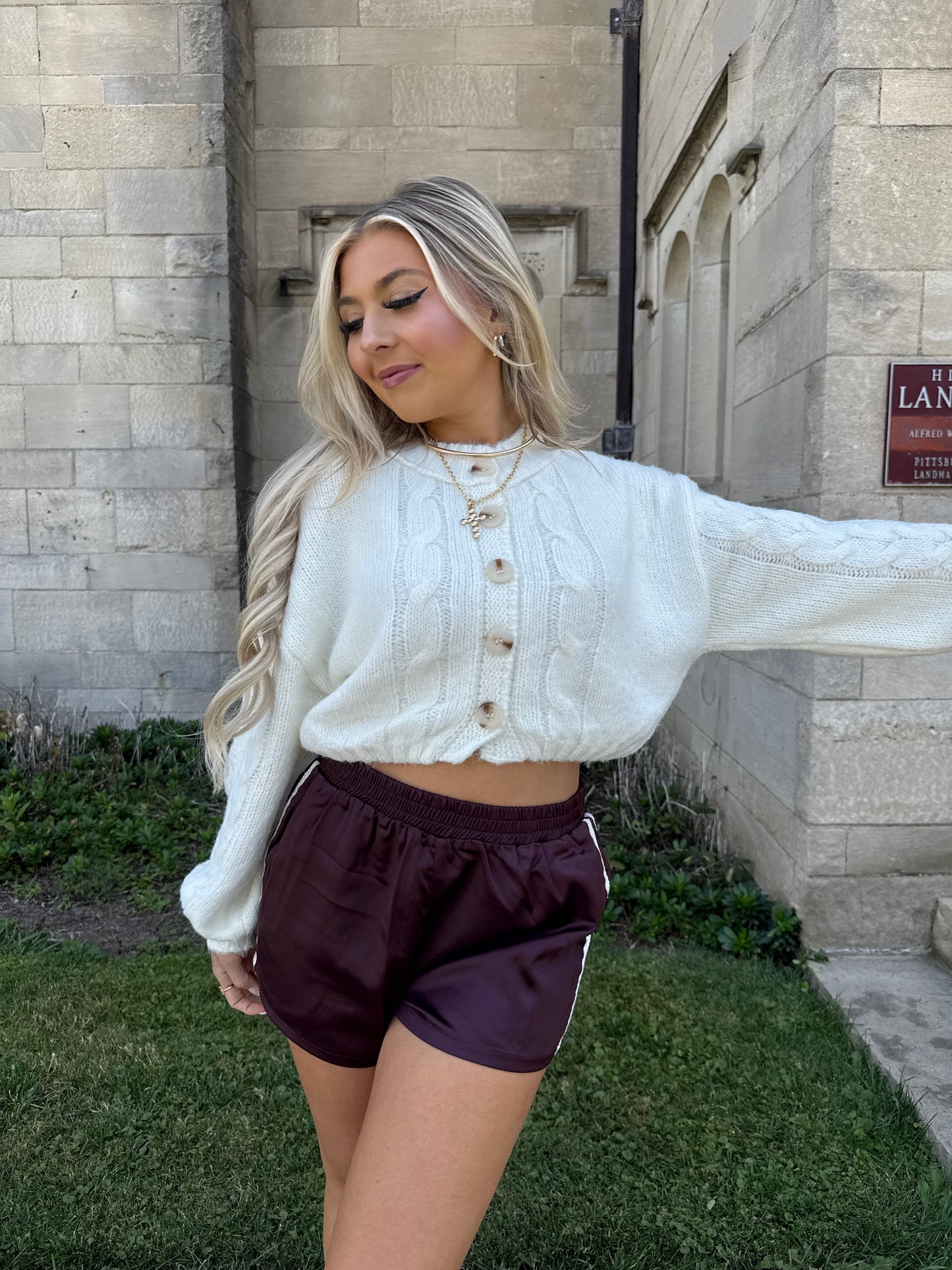 Well Rounded Cable Cardi in Ivory