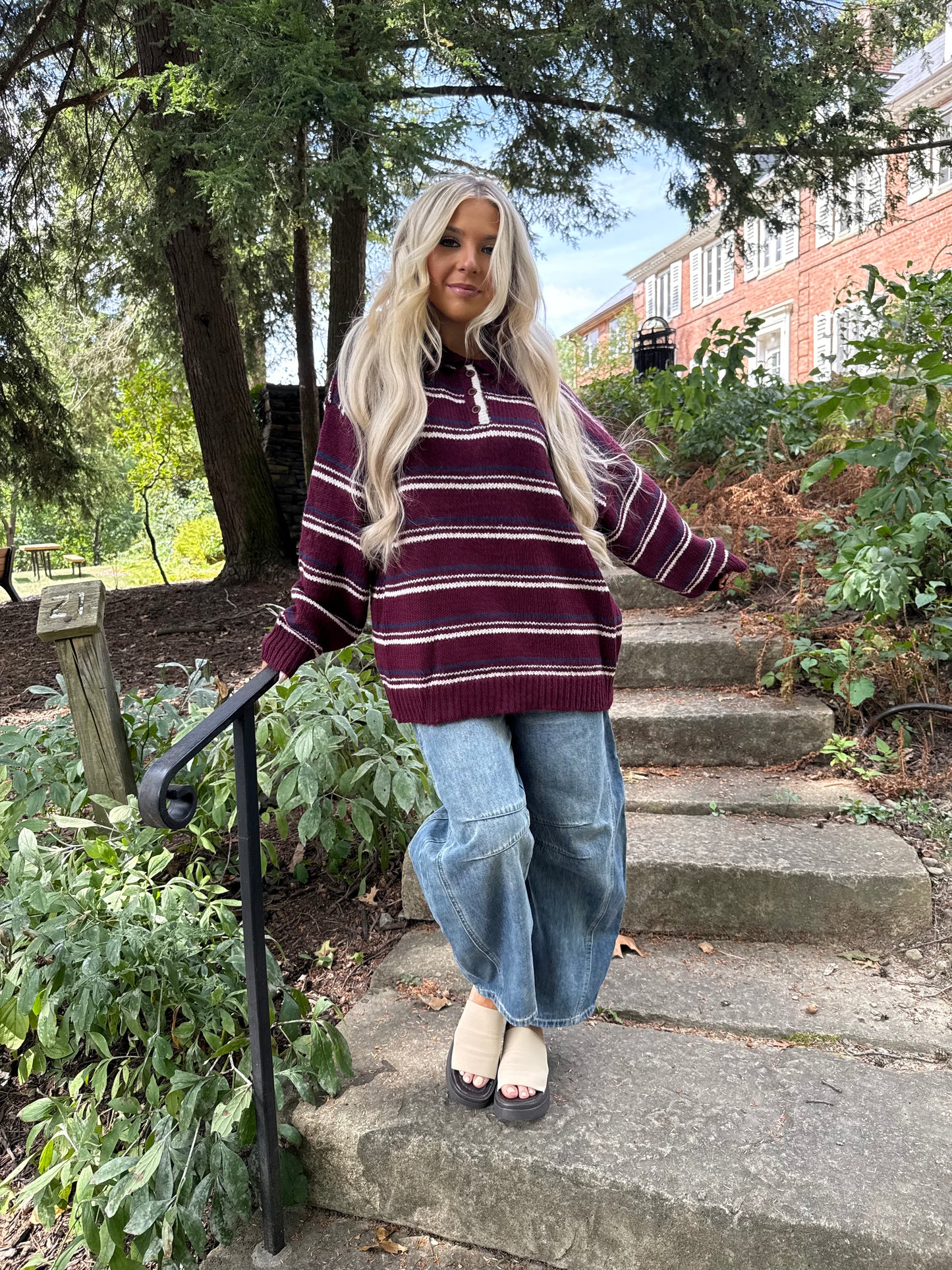 Copper Collar Sweater in Wine
