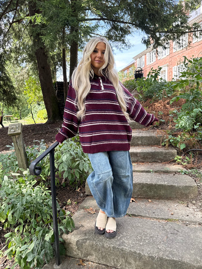 Copper Collar Sweater in Wine