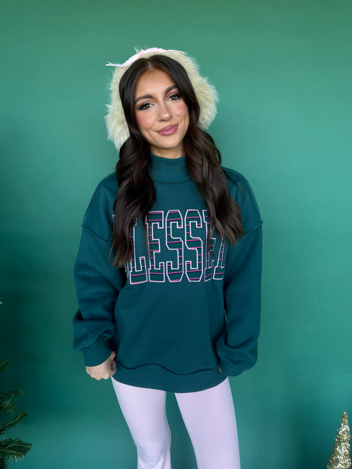 Blessed Girl Mockneck in Green