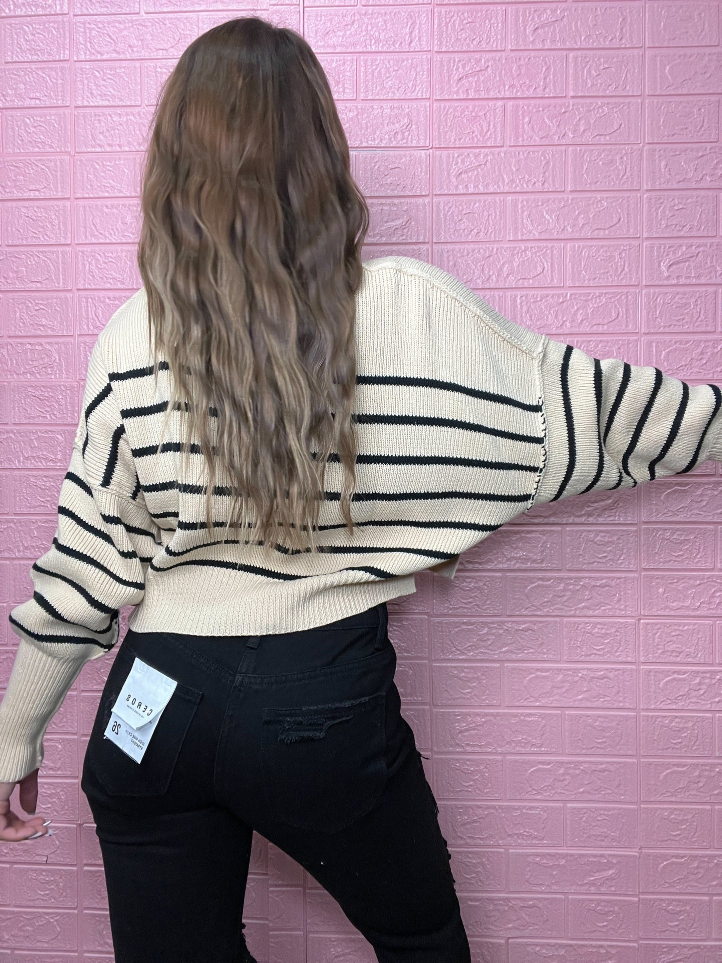 Bella Beige Striped Sweater