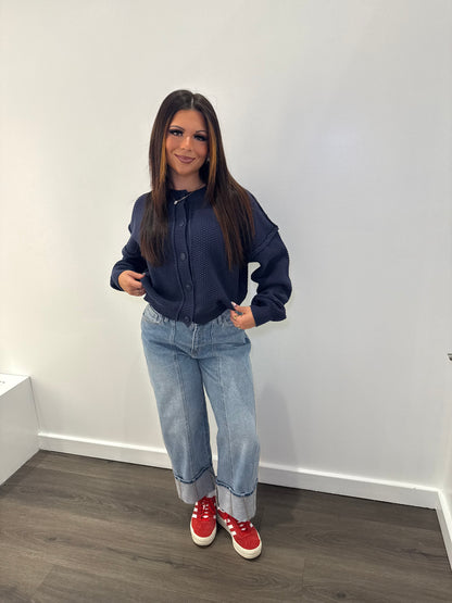 Willis Waffle Navy Cardi