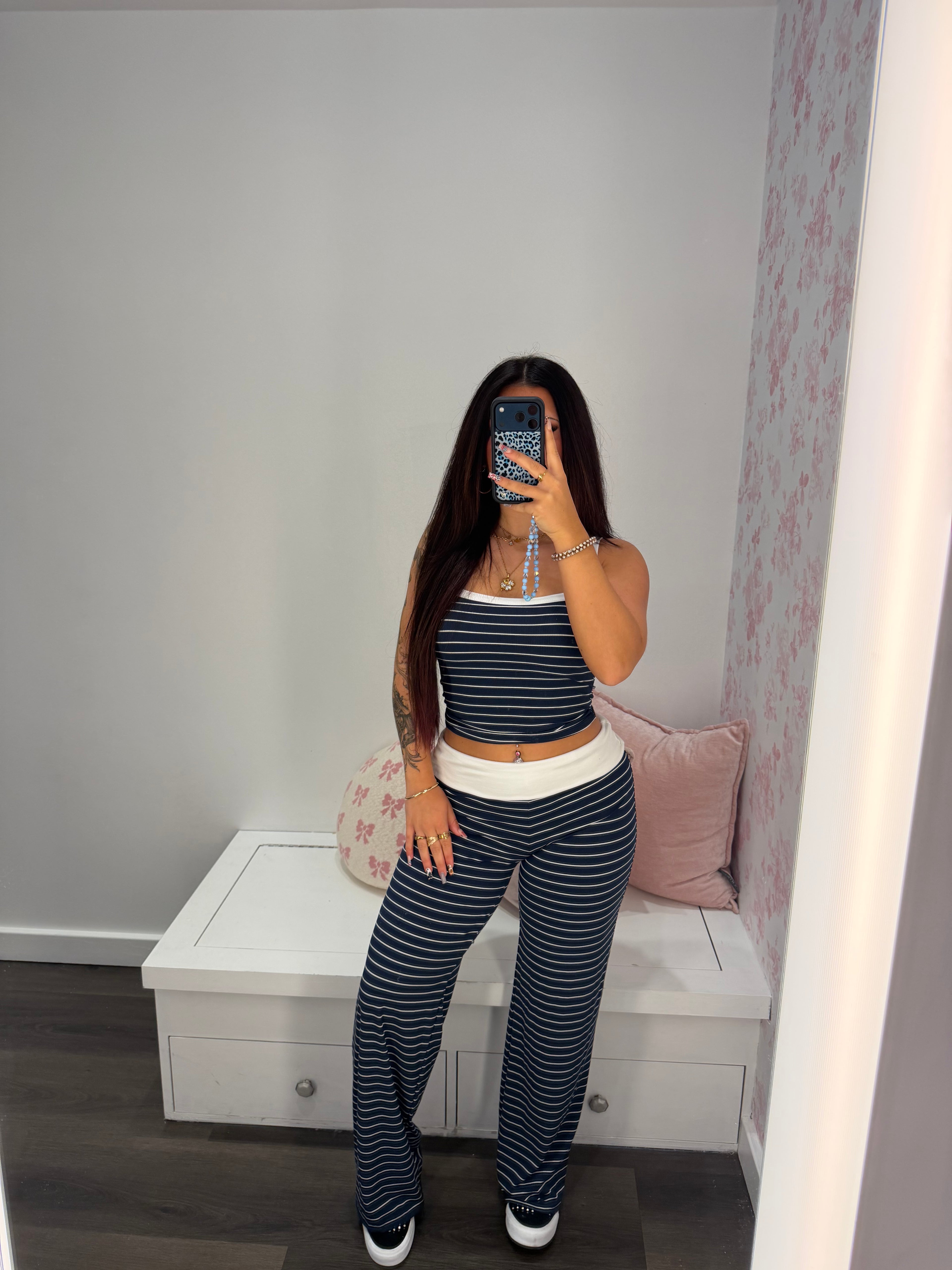 Walk Around Set in Navy Fold Over Pants