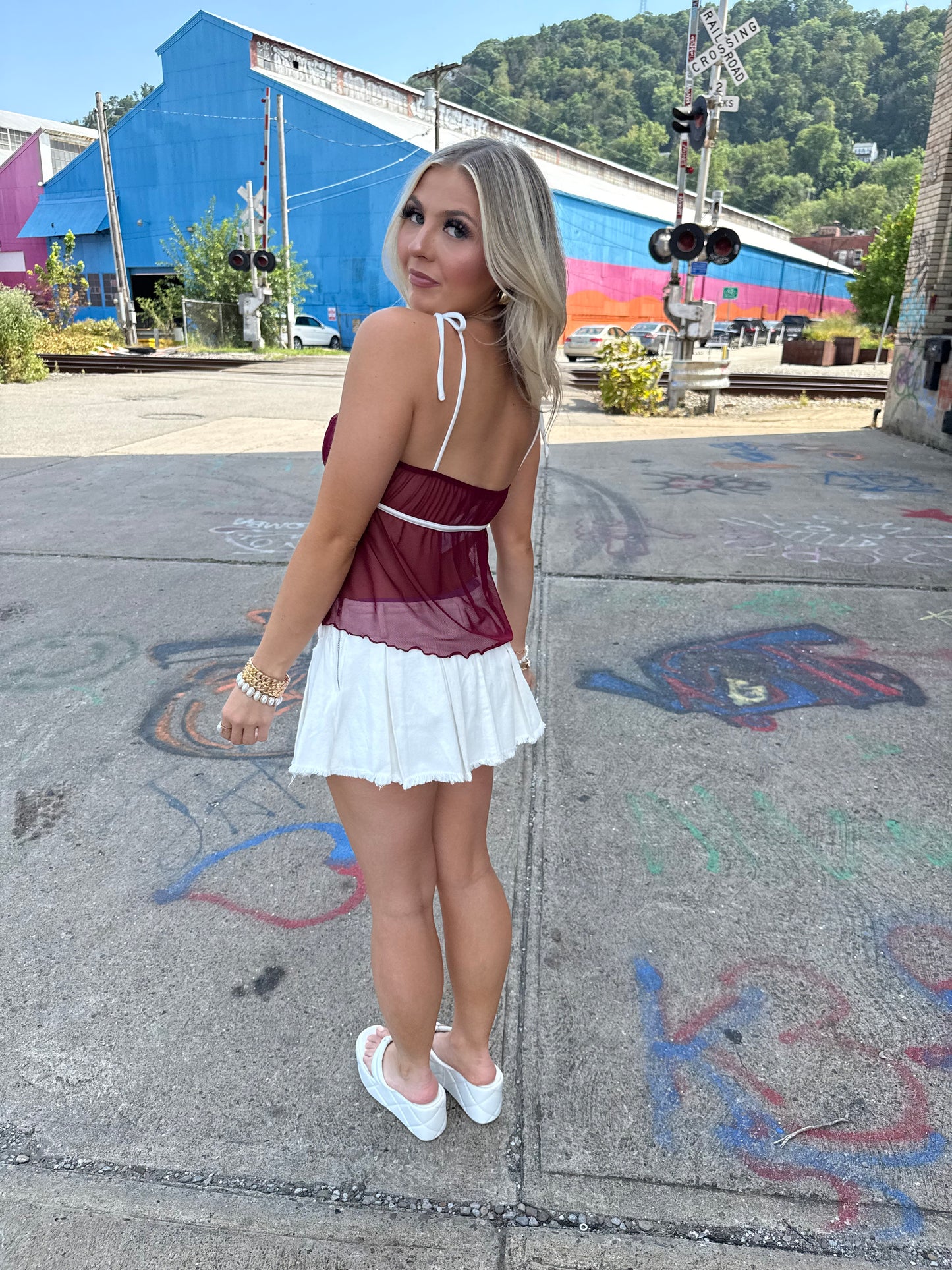 Farmers Market Mini Skirt in White